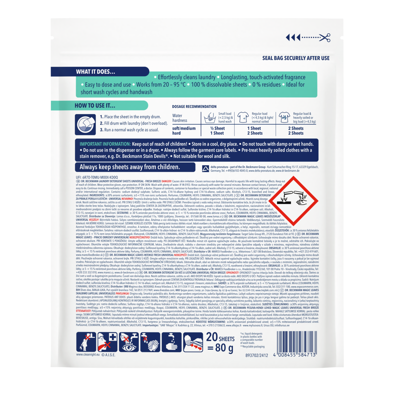 Pesuvahendi lehed Universal Fresh Breeze 40 pesukorda - Pilt 2